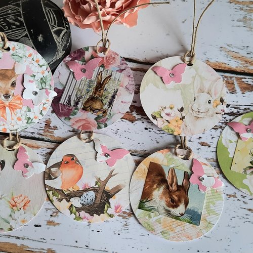 Étiquettes cadeau pâques rondes printemps