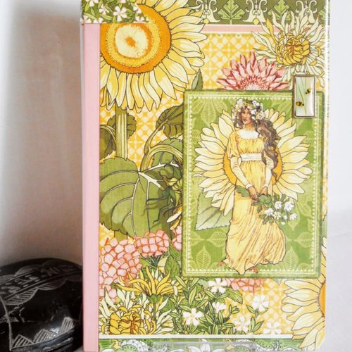 Cahier avec marque-page assorti, muses au jardin,romantique,art-déco 