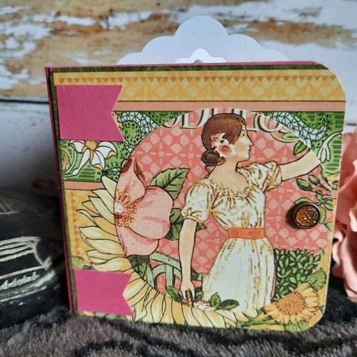 Mini-album muses au jardin, rétro, art-déco, anniversaire, fête des mères,