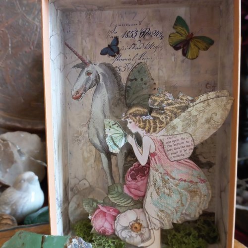 Boite tableau fée à la licorne, 3d