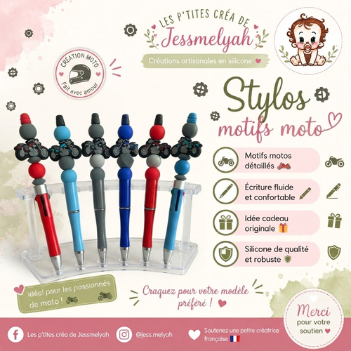 Stylo 4 couleurs figurine moto
