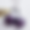 Boucles d'oreilles pierre verre murano violet, nacré et trèfle argenté - acier inoxydable