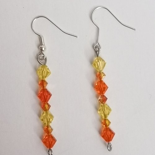 Boucles d'oreilles perles cristal jaune et orange