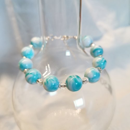 Bracelet bleu turquoise - perles rondes
