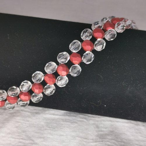 Bracelet rouge et blanc - perles de verre