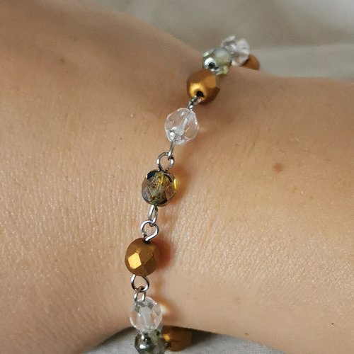 Bracelet doré "chainette" perles
