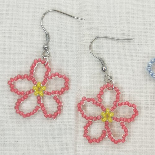 Boucles d'oreilles fleurs rose