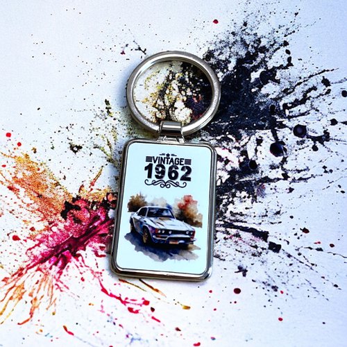 Porte clés voiture date de naissance vintage