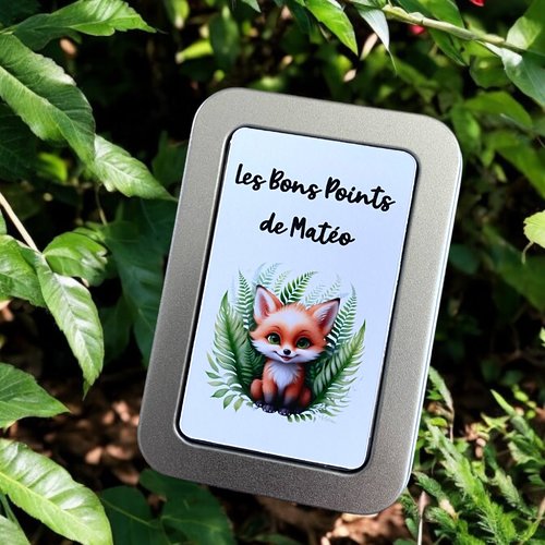 Boîte à bons points école bébé renard lion zèbre panda tigre loup personnalisable