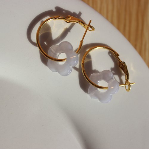 Boucles d'oreilles paquerette blanche
