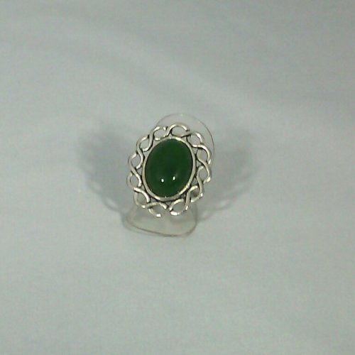 Bague jade vert foncé ovale 18 mm