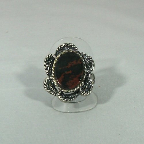 Bague  obsidienne mahogany ovale 18 mm