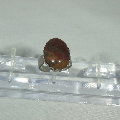Bague jaspe brecchia ovale 18 mm