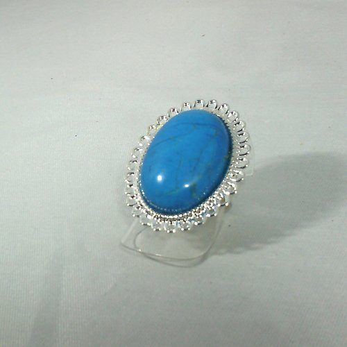 Bague turquoise ovale 25 mm