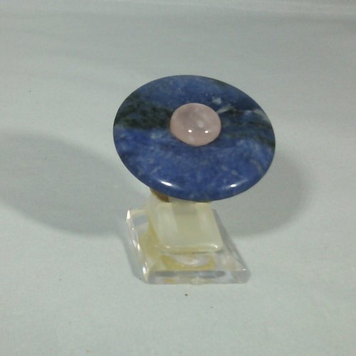 Bague sodalite et quartz ronde 40 mm