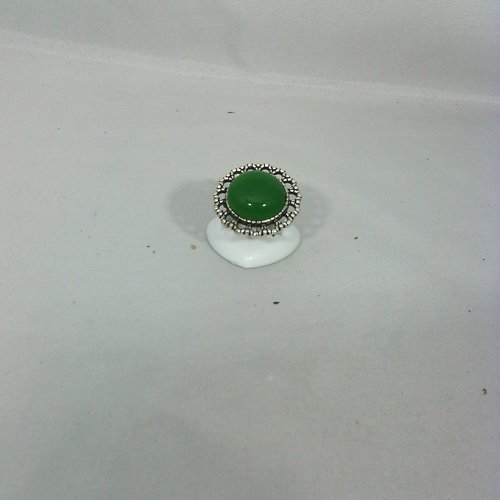 Bague jade vert foncé ronde 18 mm