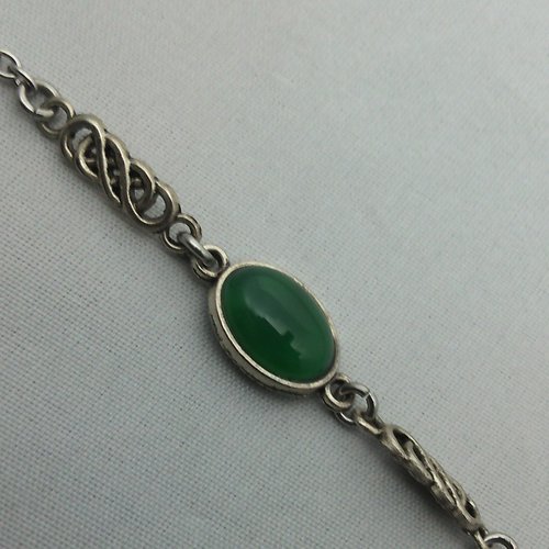 Bracelet cabochon jade vert