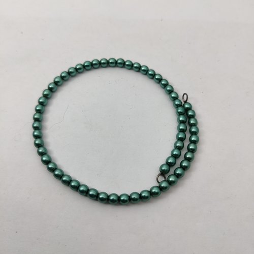 Bracelet jonc réglable orné de perles bleu vert