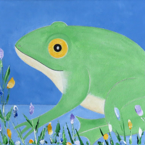 Peinture grenouille acrylique sur toile
