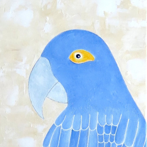 Peinture perroquet bleu acrylique sur toile