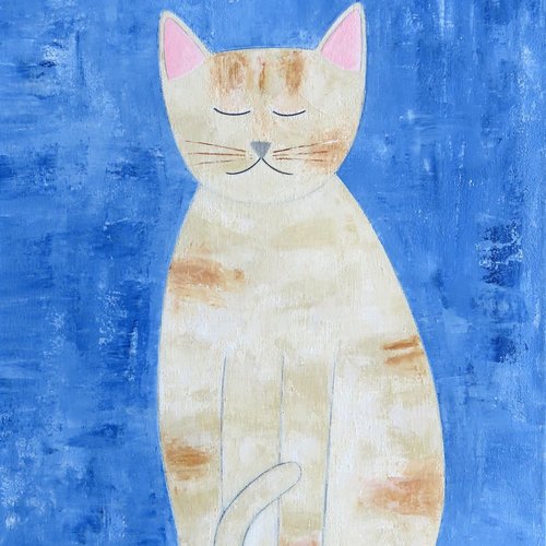 Peinture chat acrylique sur toile