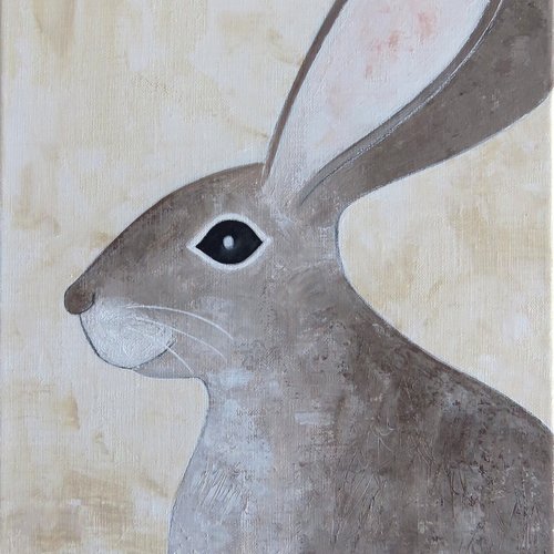 Peinture cookie lapin acrylique sur toile