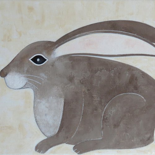 Peinture merlin lapin acrylique sur toile