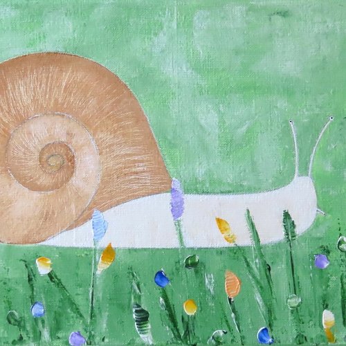 Peinture escargot acrylique sur toile
