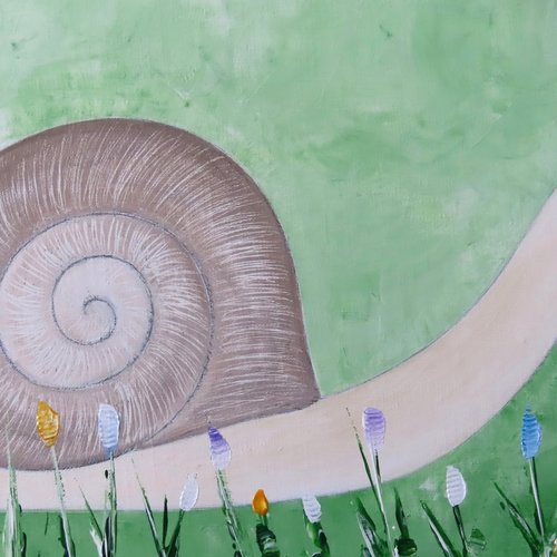 Peinture escargot acrylique sur toile