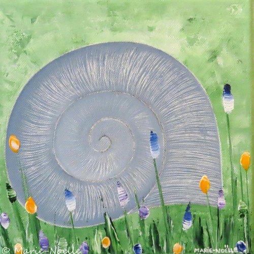Peinture escargot acrylique sur toile