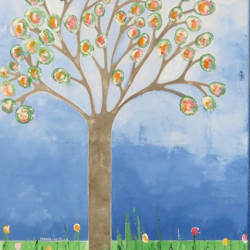 Peinture arbre acrylique sur toile