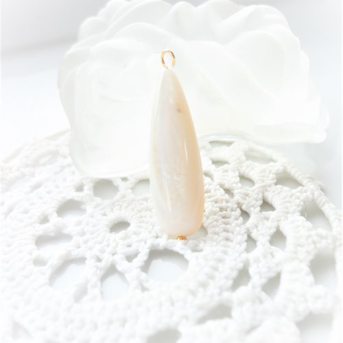 Perle goutte nacre, pendentif nacre, 18 kc,  pendentif coquillage, , perle, naturelle