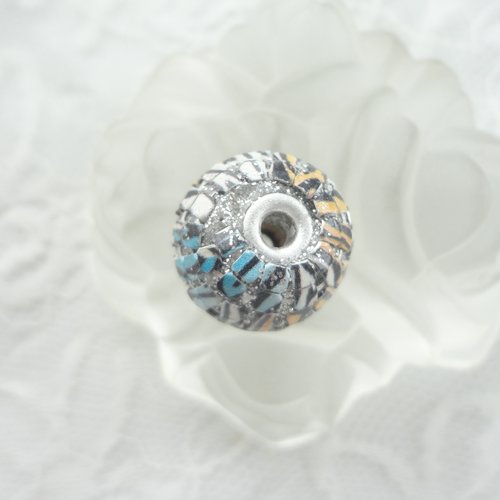 Perle ronde indonésienne, perle incrustration , bijoux boho, bijoux ethnique, tibet, fait main
