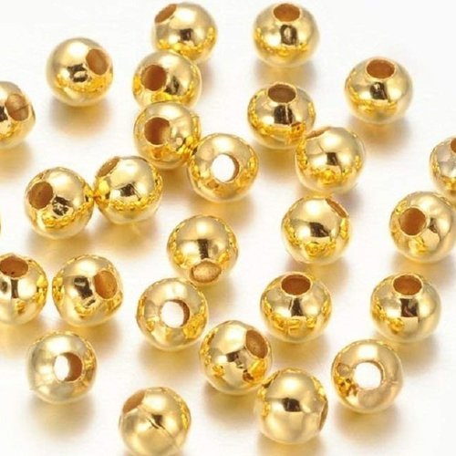 Perle ronde dorée, perle cordon, cuivre doré, plaqué, or, 18 kc