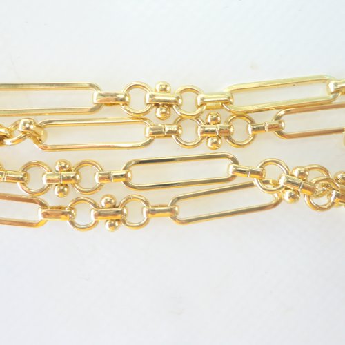 Chaine bijoux doré, plaqué or 18 carat, maille fantaisie, maille trombone, apprêts dorés, chaîne, collier, bracelet