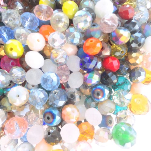 Perle verre facette boulier, perle petit prix, x20, lot mixte, bijoux création, matériel, diy