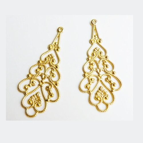 Estampe laiton doré, connecteur bijoux,perle goutte, larme, or,  apprêts dorés, perle, filigrané, goutte,