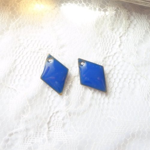 Sequin émail bleu, 10, perle losange, sequin losange, perle, émaillé, bleu marine, 16 mm