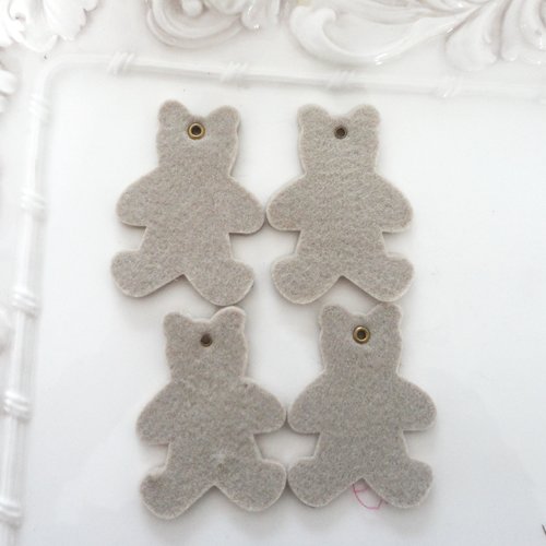 Appliqué couture nounours, ours beige, feutrine, customisation couture ,oursons en feutrine, beige , destockage x4