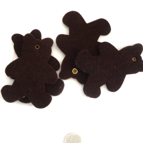 Breloque nounours, feutrine chocolat, appliqué, ours, tissu, appliqué couture, accessoire de couture, feutrine chocolat,