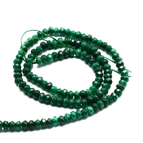 Perle de jade facette rondelle un brin, pierre naturelle, pierre verte, semi précieuse, bijoux, diy