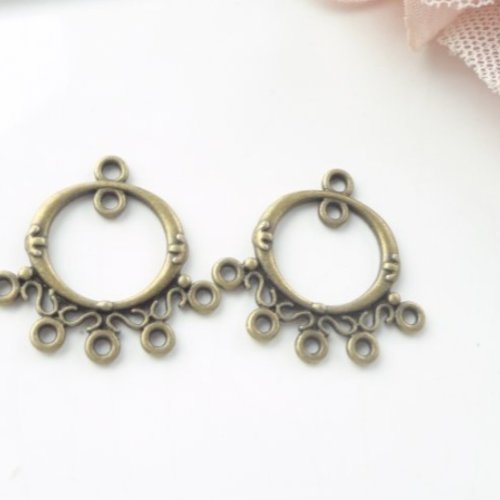 Connecteur bijoux rond, multi rang, connecteur bronze, boucle oreille,  apprêts, bijoux