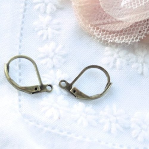 Dormeuse laiton, crochet d'oreille, apprêt bronze, 15 mm, crochet bronze; boucle orielle