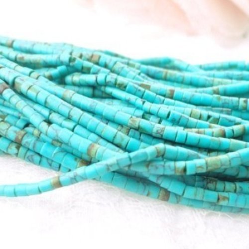 Perle turquoise naturelle, perle tiny, rondelle heishi,un fil  bijoux surfer, pierre, 2.5 mm,