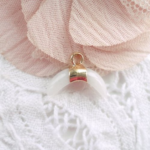 Pendentif demi lune pierre, croissant de lune, jade blanc, gemme, pierre, naturelle