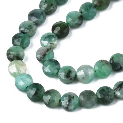 Émeraude naturelle ronde, x20, perle facette, perle palet, ronde 4 mm, bijoux, diy