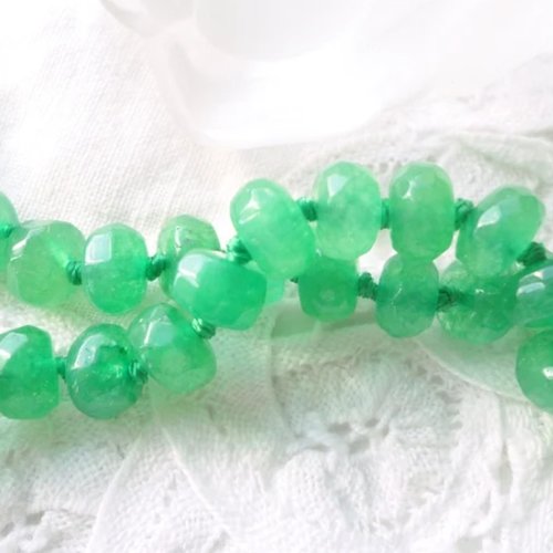 Perle pierre d'émeraude, émeraude du brésil, perle boulier, facette, 8 x 5mm, pierre, verte