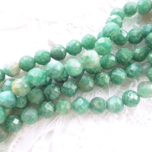 Pierre émeraude brésil, perle ronde,x10,  perle facette, 6.5 mm, pierre, fines, semi précieuse, bijoux, diy