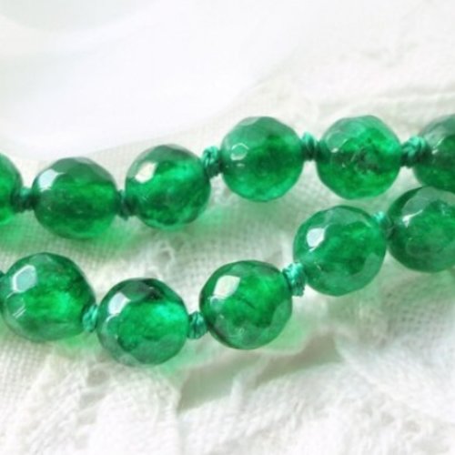 Perle d'émeraude naturelle, 6 mm, perle facette ronde 8mm, pierre verte, émeraude, bojoux, diy, x20