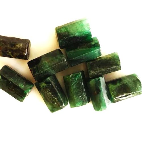 Émeraude verte naturelle, pierre colonne facette, x 10, pierre joaillerie, perle tube, fourniture créatives, bijoux, diy